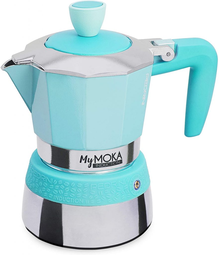 FONTEBASSO Caffettiera AMICA LINK 3 Tazze, Mogano, Alluminio Con Motivo Floreale - Tognana, 27 Cm
