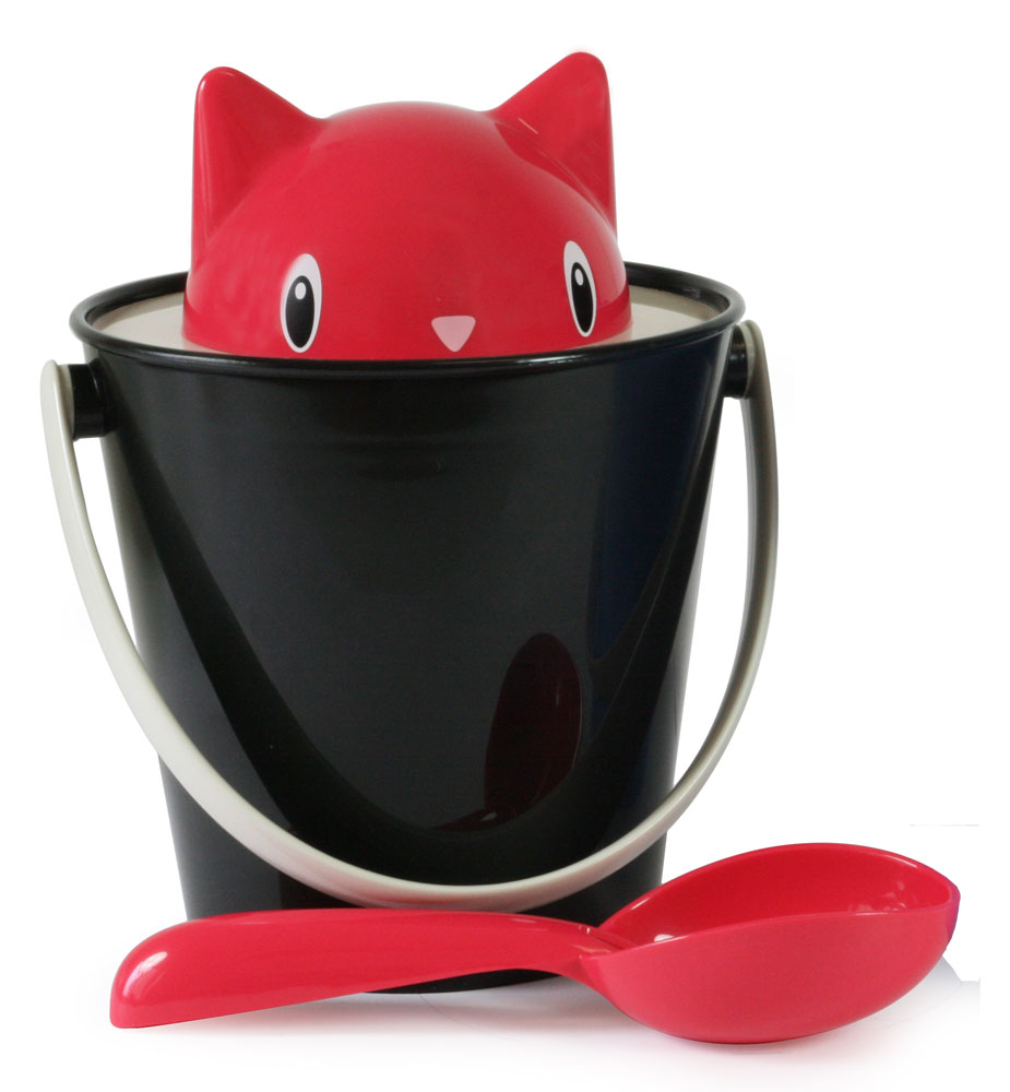Crick - Secchiello porta crocchette gatto rosso nero